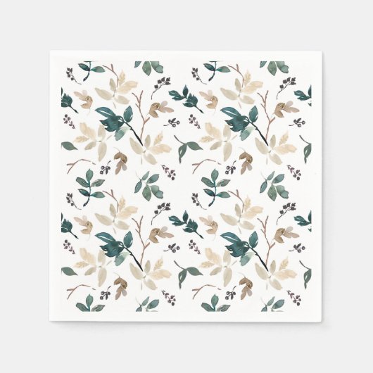 秋リーフパターン スタンダードカクテルナプキン (正面)