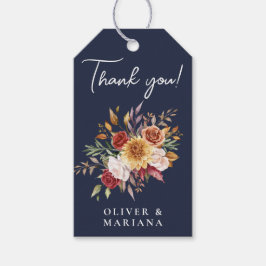 秋リーフフローラネイビーブルー結婚式の引き出物 ギフトタグ