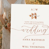 秋リーフモノグラムクレストモダンエレガントな結婚式 招待状