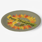 秋リーフリースとどんちゃんハッピーサンクスギビング ペーパープレート (アングル)