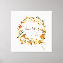 秋リーフリース感謝信仰ファミリーフレンズ キャンバスプリント