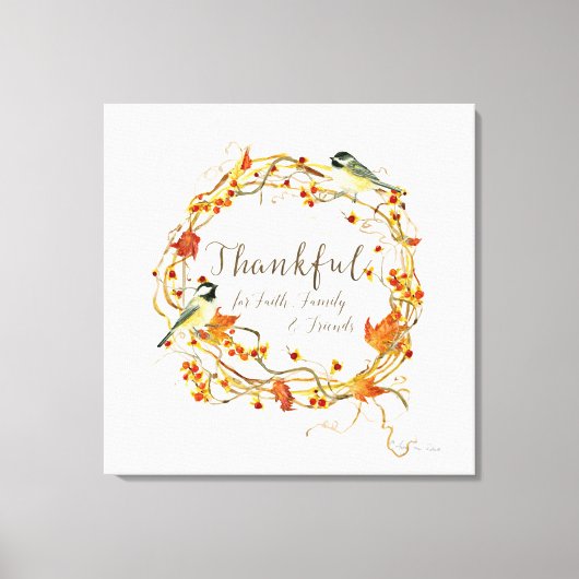 秋リーフリース感謝信仰ファミリーフレンズ キャンバスプリント (正面)