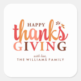 秋リーフ感謝祭お祝い スクエアシール
