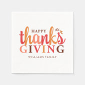 秋リーフ感謝祭お祝い スタンダードカクテルナプキン (正面)