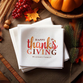 秋リーフ感謝祭お祝い スタンダードカクテルナプキン