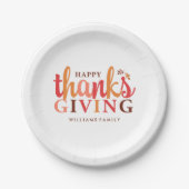 秋リーフ感謝祭お祝い ペーパープレート (正面)