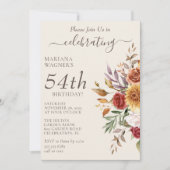 秋リーフ秋の色アイボリー誕生日 招待状 (正面)