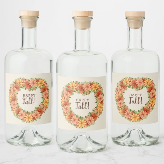 秋リーフ秋フローラスワッグ リキュールボトルラベル (ボトル)