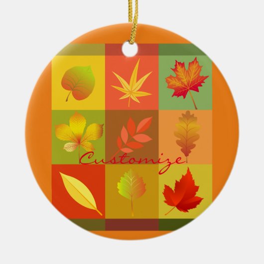 秋リーフ紅葉サンダー_コーブ セラミックオーナメント (正面)