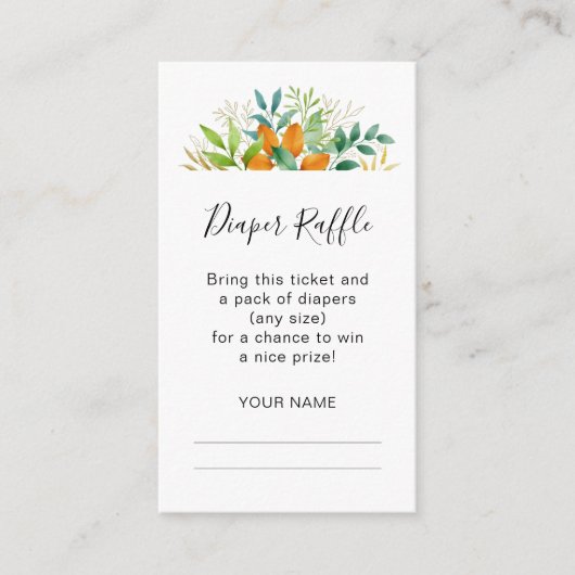 秋リーフ花束ベビーシャワーおむつラッフル エンクロージャーカード (正面)