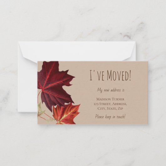 秋リーフ通知カードを移動 ノートカード (正面)