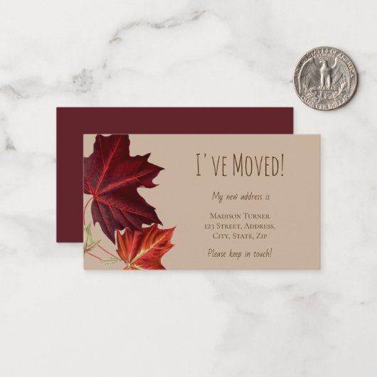 秋リーフ通知カードを移動 ノートカード (正面/裏面インサイチュ)