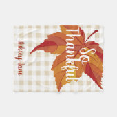 秋リーフ&プレイドベビー初の感謝祭 フリースブランケット (正面(横))