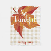 秋リーフ&プレイドベビー初の感謝祭 フリースブランケット (正面)