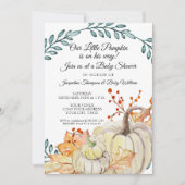 秋リーフnウッ素朴ドカボチャボーイベビーシャワー 招待状 (正面)