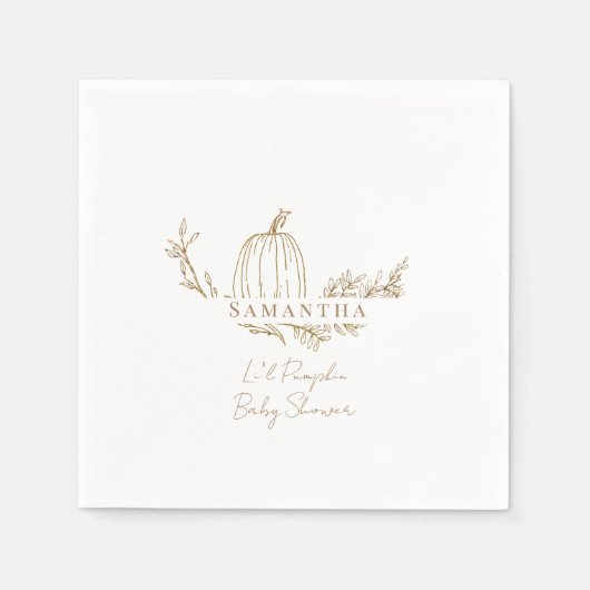 秋リールパンプキンベビーシャワー スタンダードカクテルナプキン (正面)