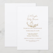 秋リールパンプキンベージュ色ベビーシャワー 招待状 (正面/裏面)