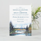 秋レイクウォーターフロントマウンテン結婚式招待状 招待状 (スタンド正面)
