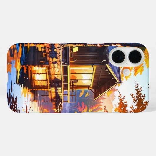 秋レイクサイドキャビン Case-Mate iPhoneケース (裏面 (横))