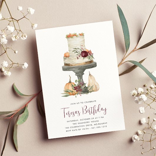 秋レイヤケーキ誕生日パーティー 招待状