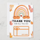 秋レインボーカボチャありがとうギフトカードホルダー 招待状 (正面)