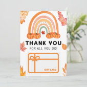 秋レインボーカボチャありがとうギフトカードホルダー 招待状 (スタンド正面)