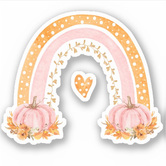 秋レインボー&パンプキンズビニールステッカー シール (正面)