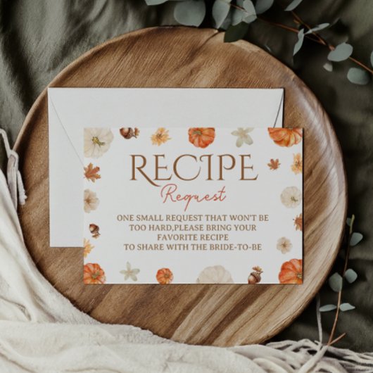 秋レシピ要求ブライダルシャワー エンクロージャーカード