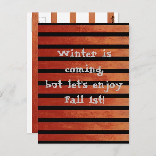 秋レッドとブラックグラデーションのストライプハガキユーモアのあるー ポストカード (正面/裏面)