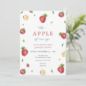 秋レッドアップルの目の赤ちゃんシャワー招待状 招待状 (スタンド正面)