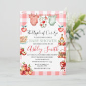 秋レッドアップルの私の目の赤ちゃんシャワー 招待状 (スタンド正面)