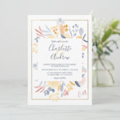 秋レッドブルーシックフローラ水結婚色 招待状 (スタンド正面)