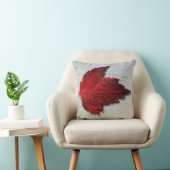 秋レッドメープルリーフオンホワイトウッド クッション (椅子)