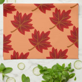 秋レッドメープルリーフ キッチンタオル (折り畳み)