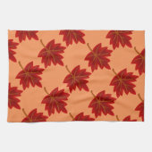 秋レッドメープルリーフ キッチンタオル (横)