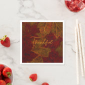 秋レッド金ゴールドメ素朴ジエレガントエデ葉ィーズサンクフル スタンダードカクテルナプキン (インサイチュ)