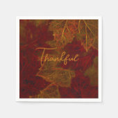 秋レッド金ゴールドメ素朴ジエレガントエデ葉ィーズサンクフル スタンダードカクテルナプキン (正面)