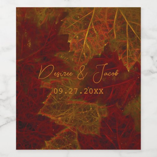 秋レッド金ゴールド素朴メエレガントエデ葉ルズ ワインラベル (シングルラベル)