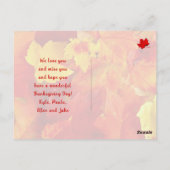 秋レッド離れズハッピーサンクスギビング ポストカード (裏面)