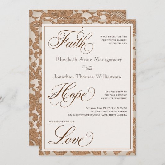 秋レースフェイスホープラブ結婚式招待状 招待状 (正面/裏面)