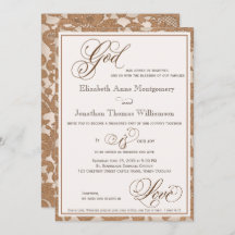 秋レース宗教結婚式招待状