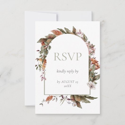 秋ロマンスアーチフローラ結婚ズ 出欠カード (正面)