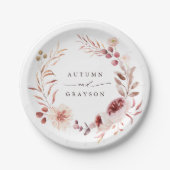 秋ロマンスウォーターフローラリース結婚ズ ペーパープレート (正面)