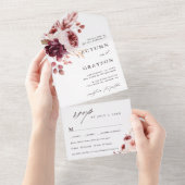 秋ロマンスウォーターフローラ結婚ズ オールインワン招待状 (貼ってはがせる)