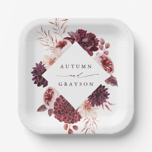 秋ロマンスウォーターフローラ結婚ズ ペーパープレート (正面)