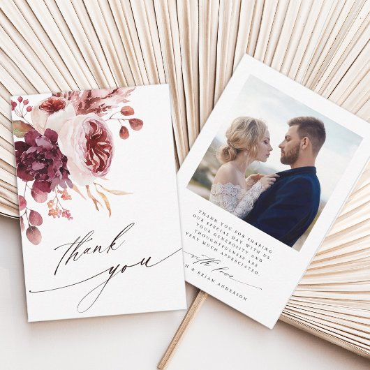 秋ロマンスエレガントフローラ結婚の写真 サンキューカード