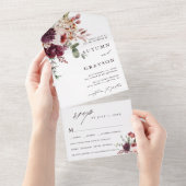 秋ロマンスエレガントフローラ結婚ズ オールインワン招待状 (貼ってはがせる)