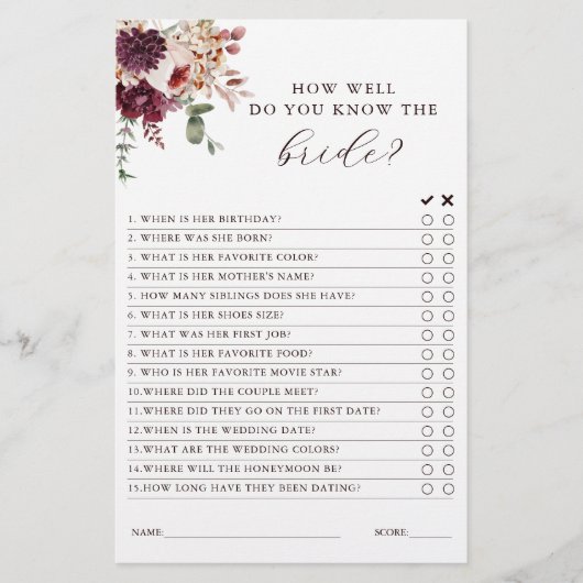 秋ロマンスフローラブライダルシャワーゲーム (正面)