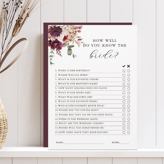 秋ロマンスフローラブライダルシャワー編集可能カード 招待状