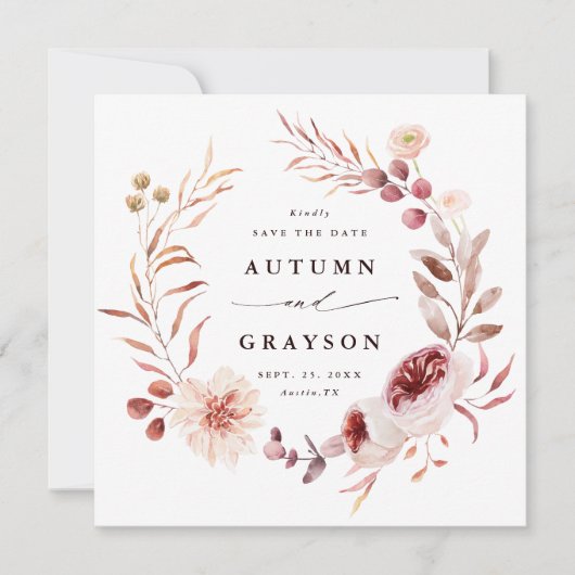 秋ロマンスフローラ結婚リースの写真 セーブザデート (正面)